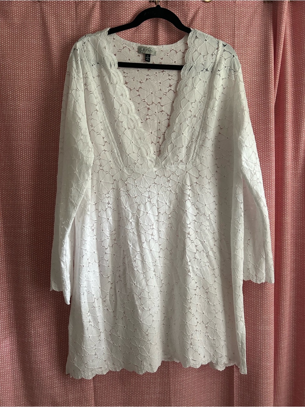 White Lace V-Neck Swim Coverup